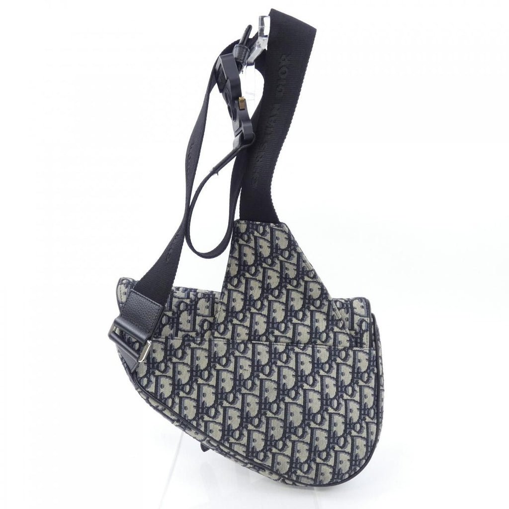 Dior Saddle Blue Jacquard Bag Black Navy Beige — view 3