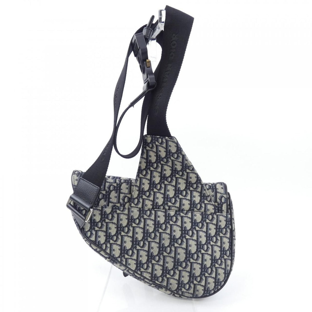 Dior Saddle Blue Jacquard Bag Black Navy Beige — view 3