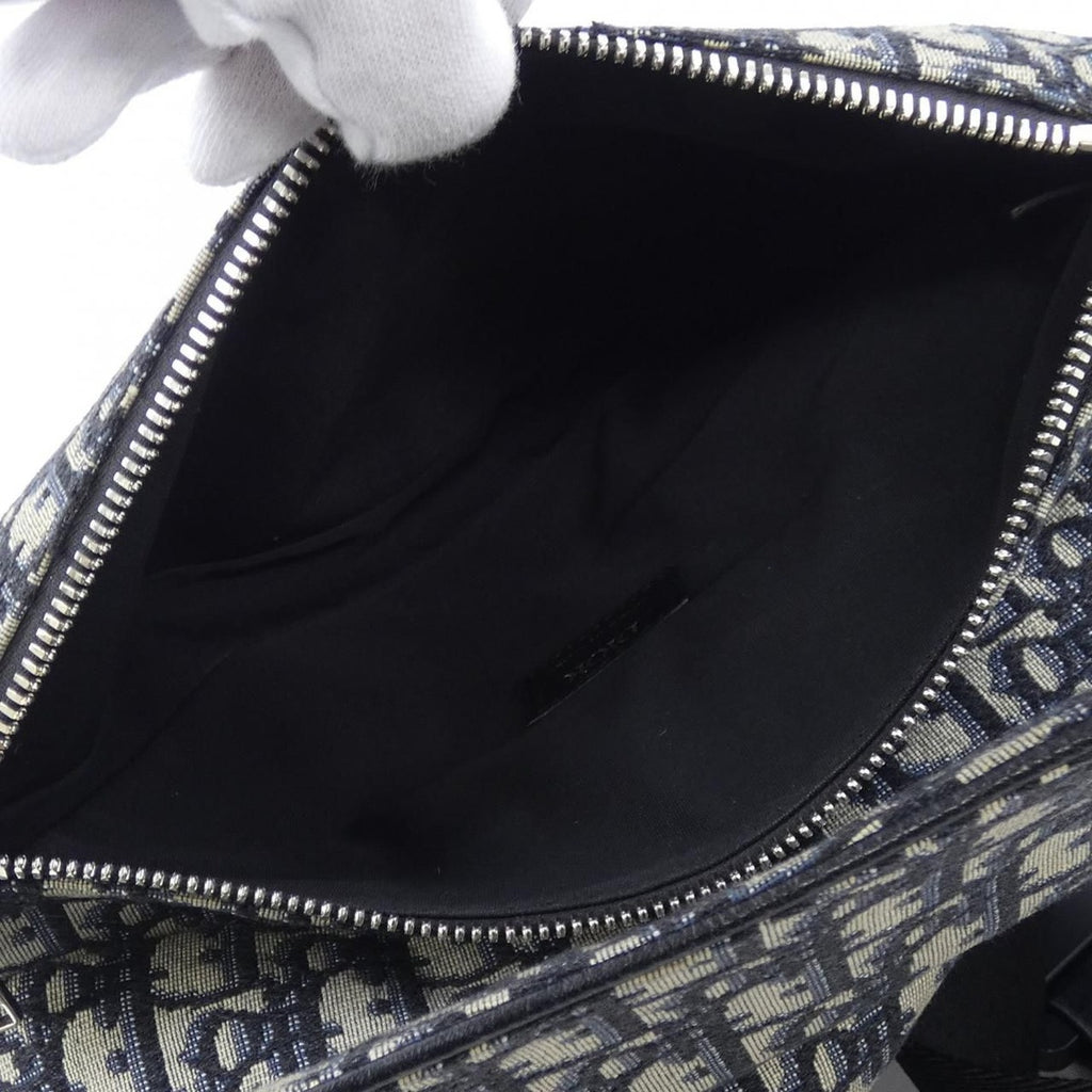 Dior Saddle Blue Jacquard Bag Black Navy Beige — view 6