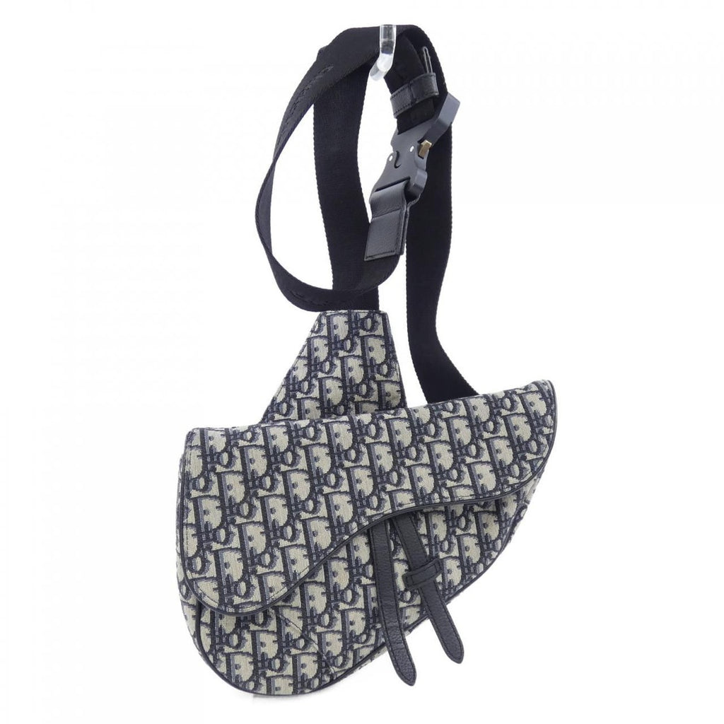 Dior Saddle Blue Jacquard Bag Black Navy Beige
