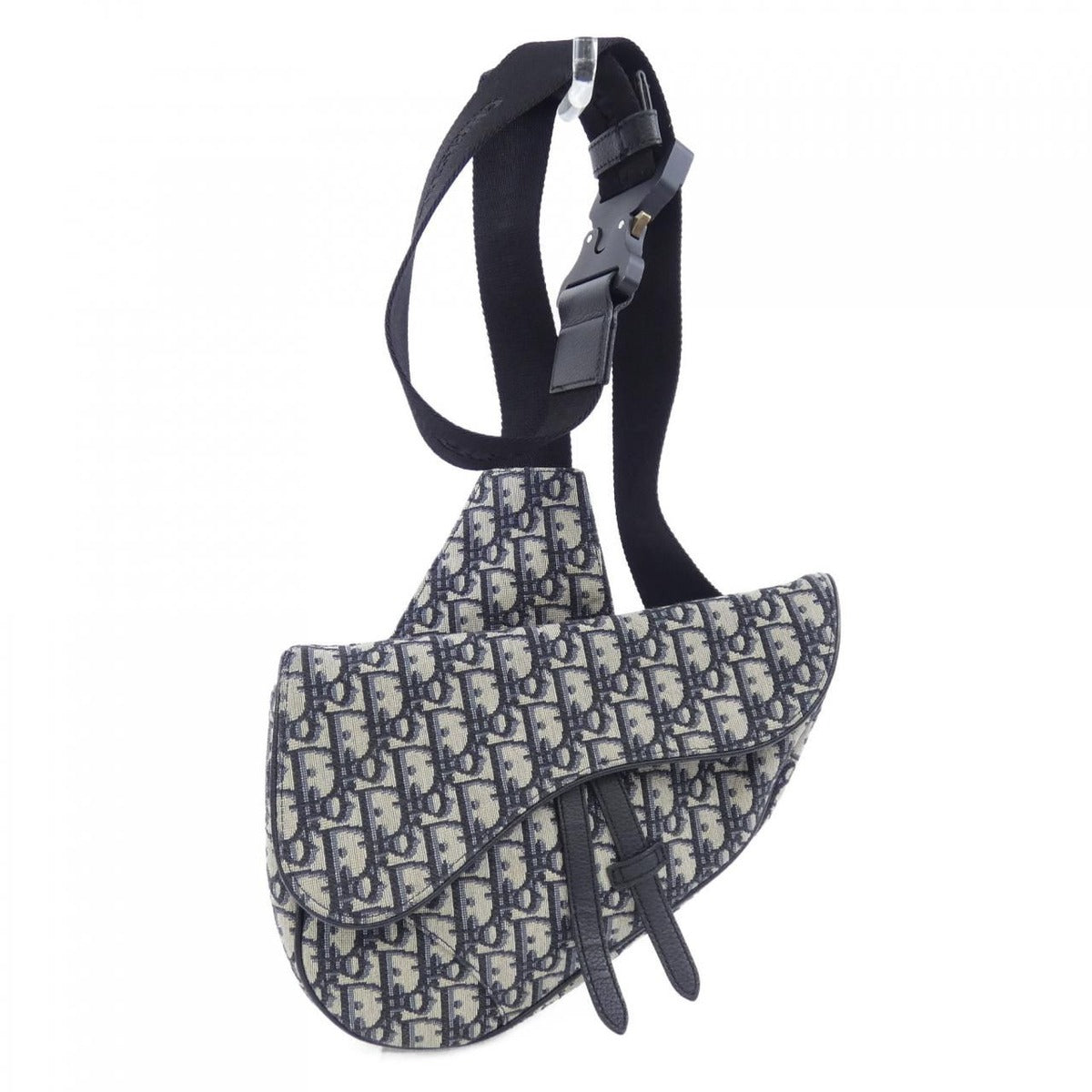 Dior Saddle Blue Jacquard Bag Black Navy Beige