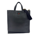 Gucci 2-Way Shoulder Bag Leather Black Tote Gold