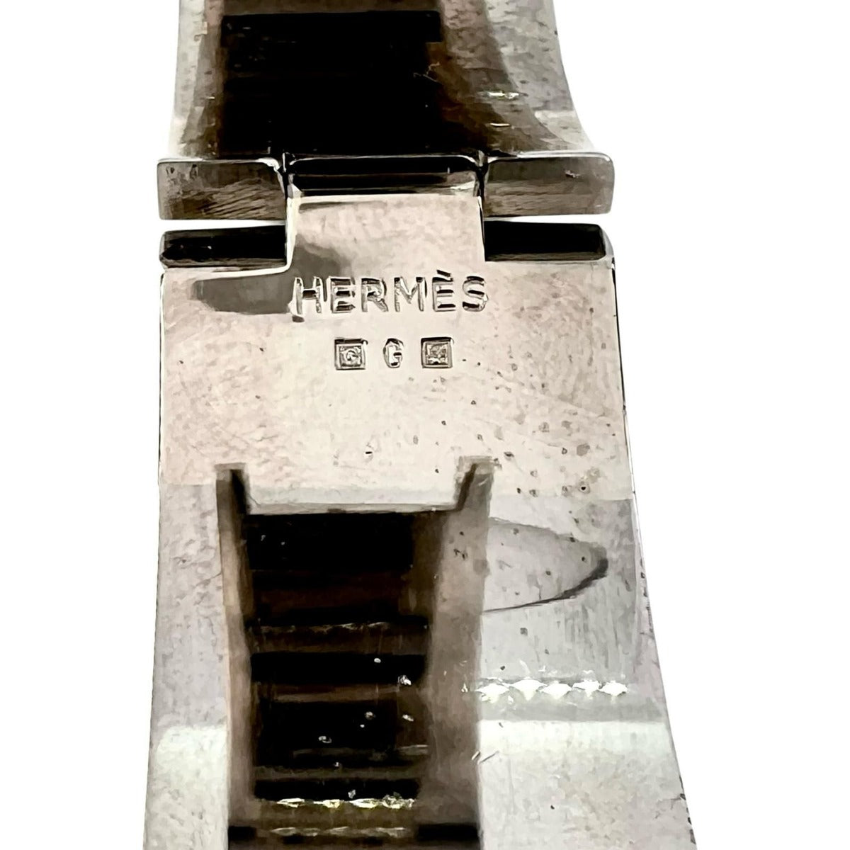 Hermes Metal Purple Bracelet Bangle Silver — view 6