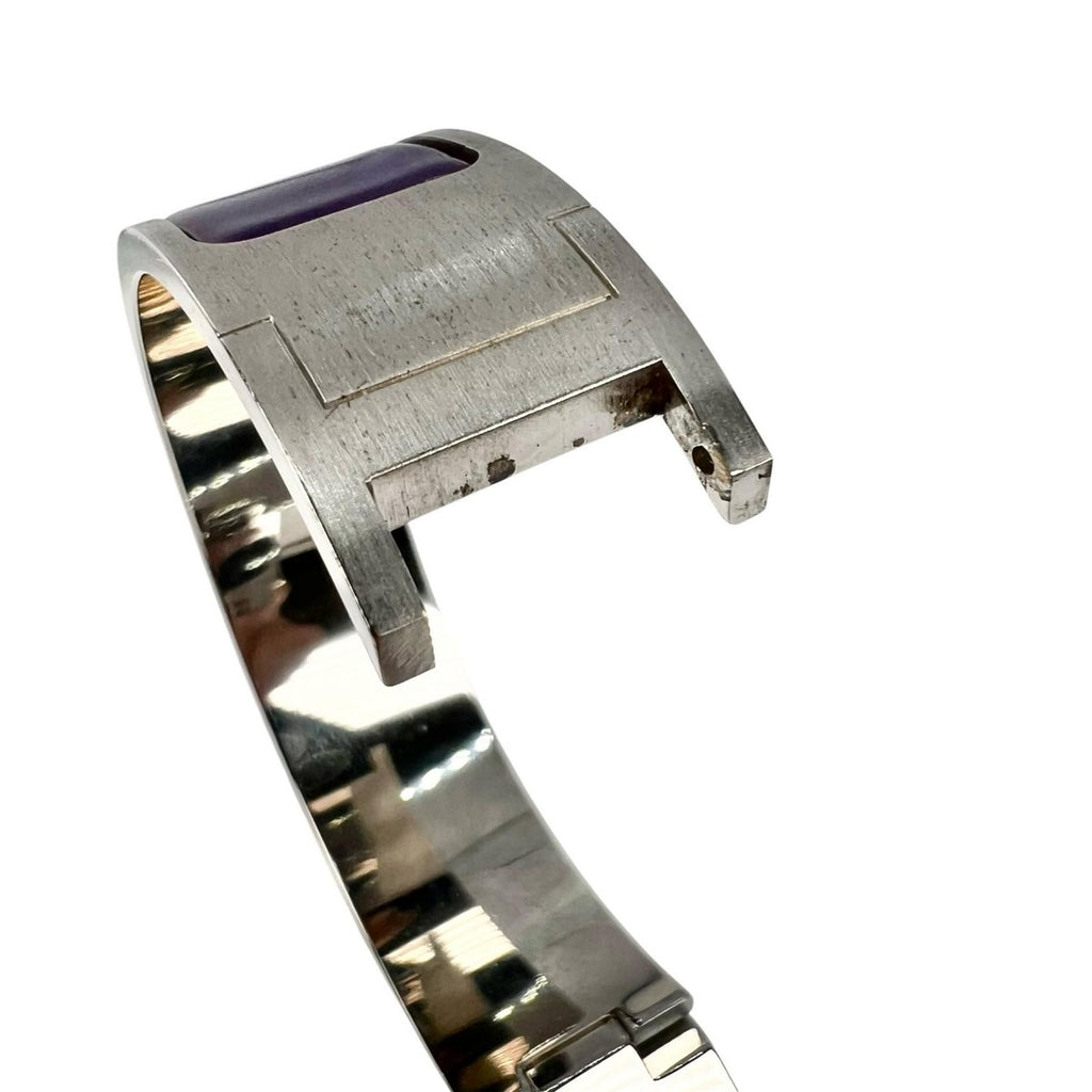 Hermes Metal Purple Bracelet Bangle Silver — view 8