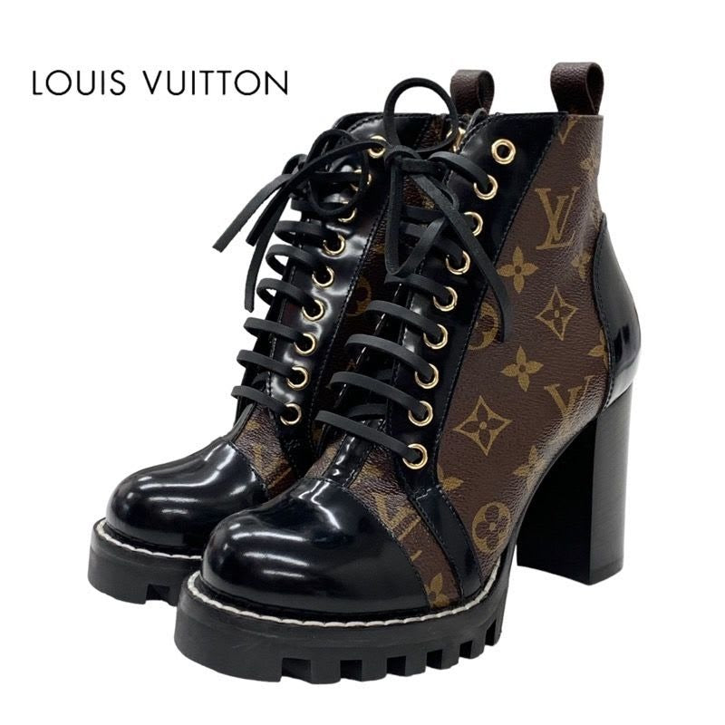 Louis Vuitton Star Trail Line Boots Short Shoes Leather Black Brown