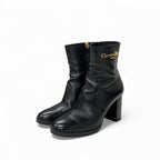 Dior D-town Short Boots Shoes Leather Black Gold Logo