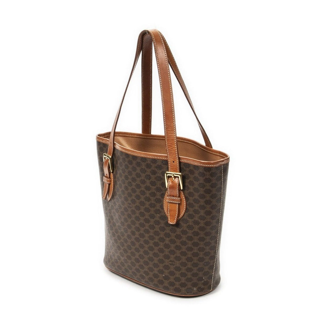 Celine Vintage Bucket Tote Brown Macadam Canvas — view 2