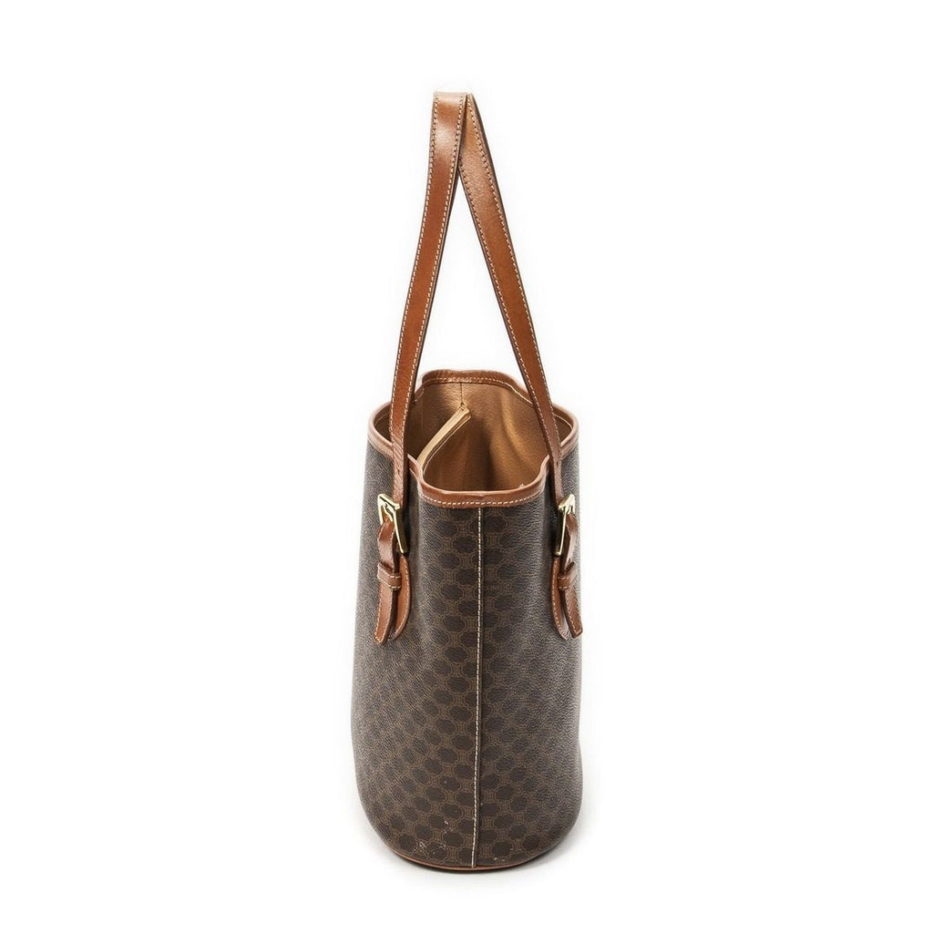 Celine Vintage Bucket Tote Brown Macadam Canvas — view 3