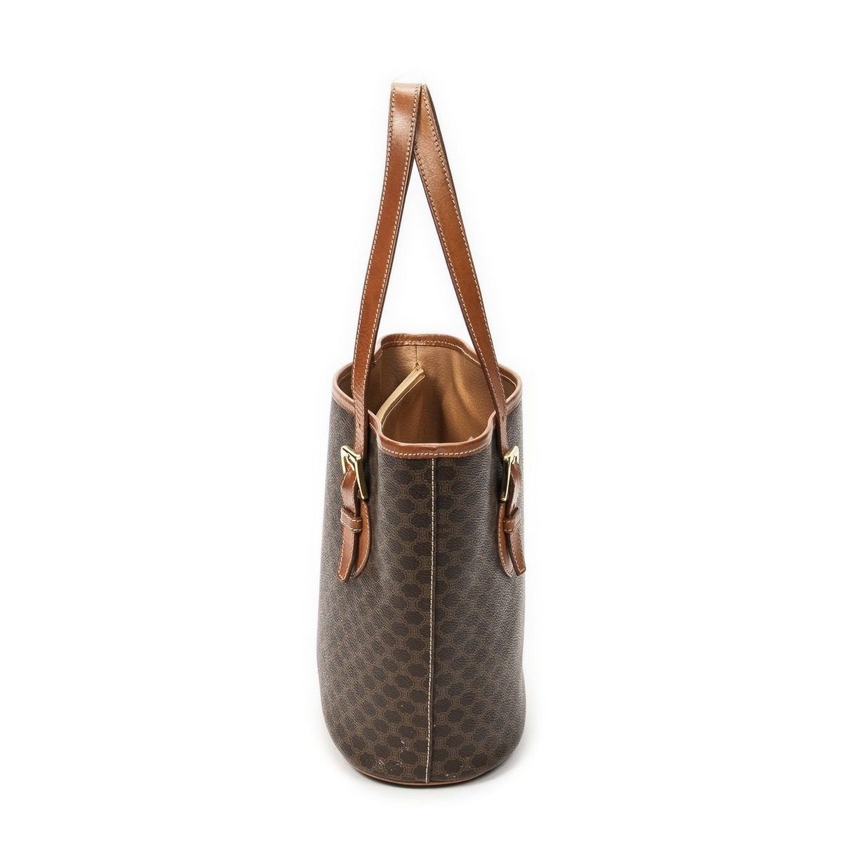 Celine Vintage Bucket Tote Brown Macadam Canvas — view 3