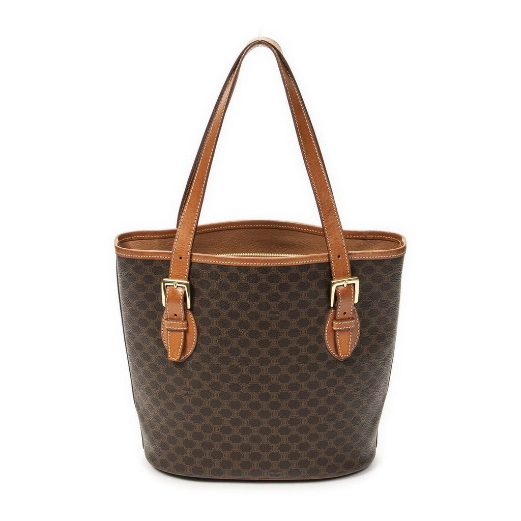 Celine Vintage Bucket Tote Brown Macadam Canvas — view 5