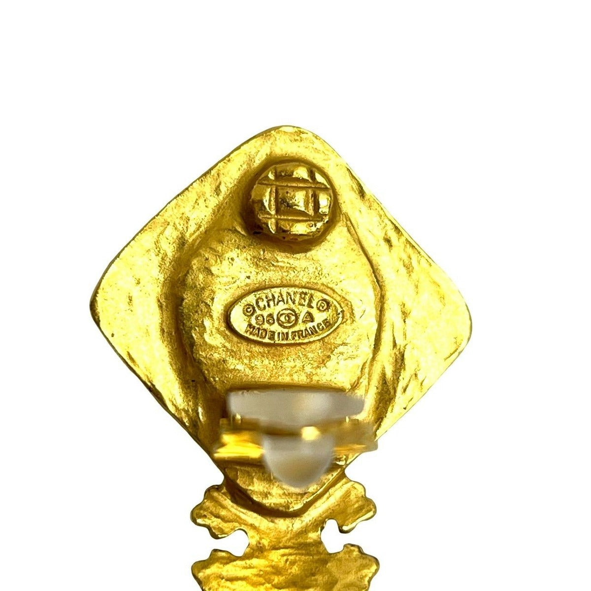 Chanel with Rice CC Logo Earrings Gold Brown — view 2