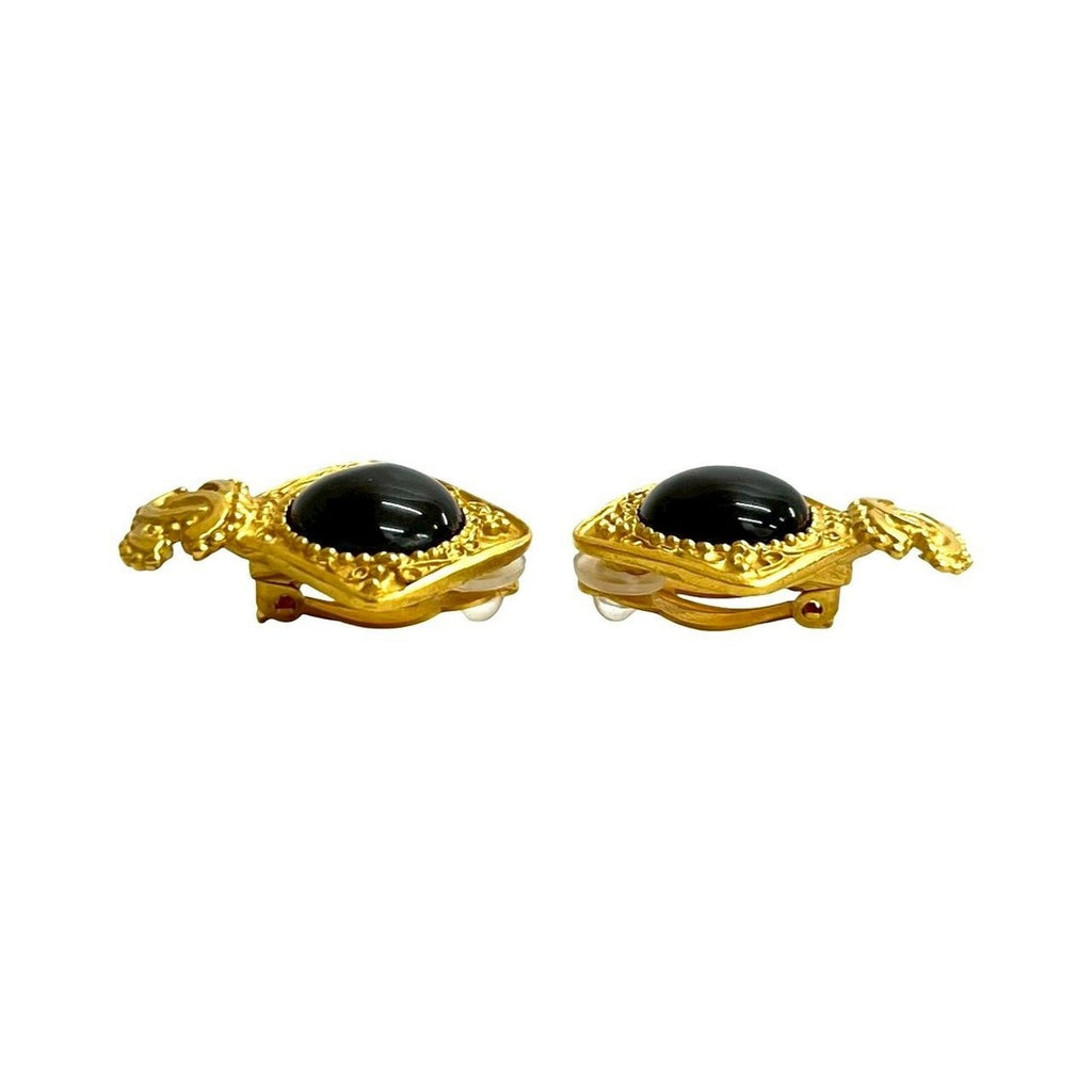 Chanel with Rice CC Logo Earrings Gold Brown — view 3