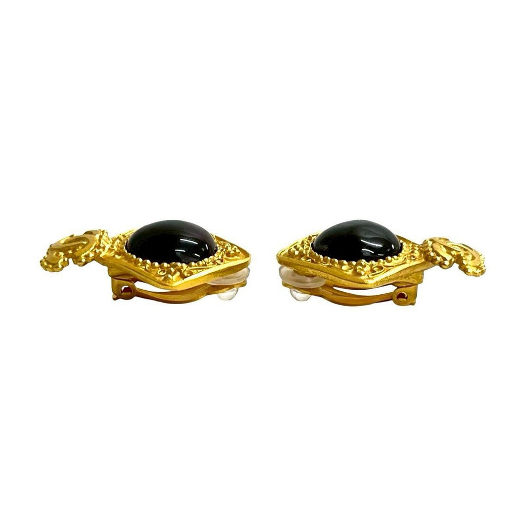 Chanel with Rice CC Logo Earrings Gold Brown — view 4