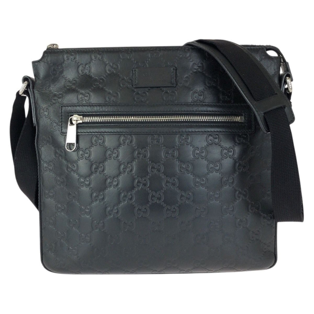 Gucci Guccissima Black Silver Leather Shoulder Bag