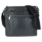 Gucci Guccissima Black Silver Leather Shoulder Bag