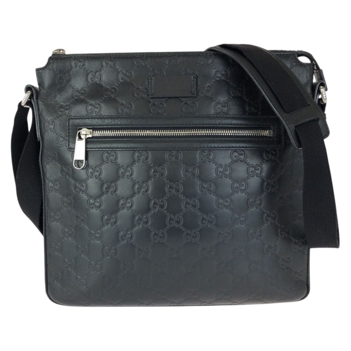 Gucci Guccissima Black Silver Leather Shoulder Bag