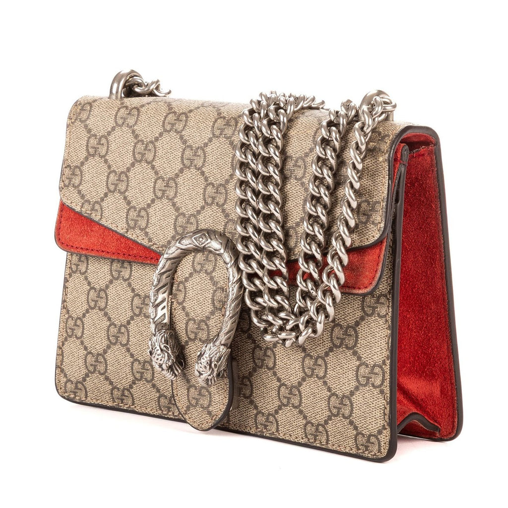 Gucci Dionysus Beige Red Supreme Canvas Suede Shoulder Bag — view 2