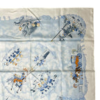 Hermes Scarf Silk Carre 90 les Triples de Paris Mischievous Triplets White — view 4