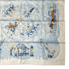 Hermes Scarf Silk Carre 90 les Triples de Paris Mischievous Triplets White — view 6
