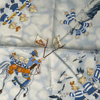 Hermes Scarf Silk Carre 90 les Triples de Paris Mischievous Triplets White — view 7