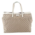 Gucci GG Canvas Leather Tote Shoulder Business Document Beige