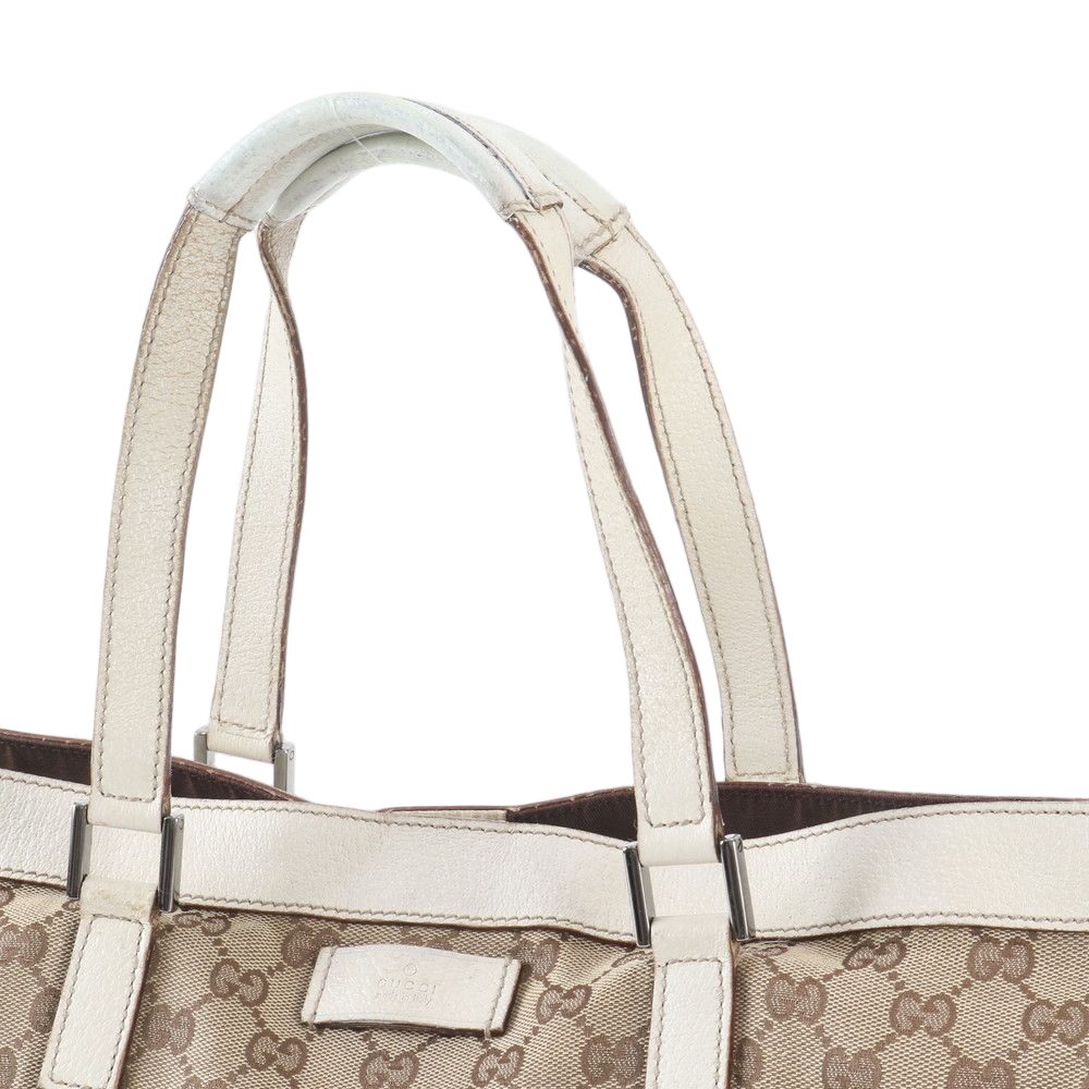 Gucci GG Canvas Leather Tote Shoulder Business Document Beige — view 2