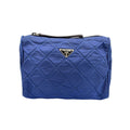 Prada Quilted Nylon Blue Pouch Silver