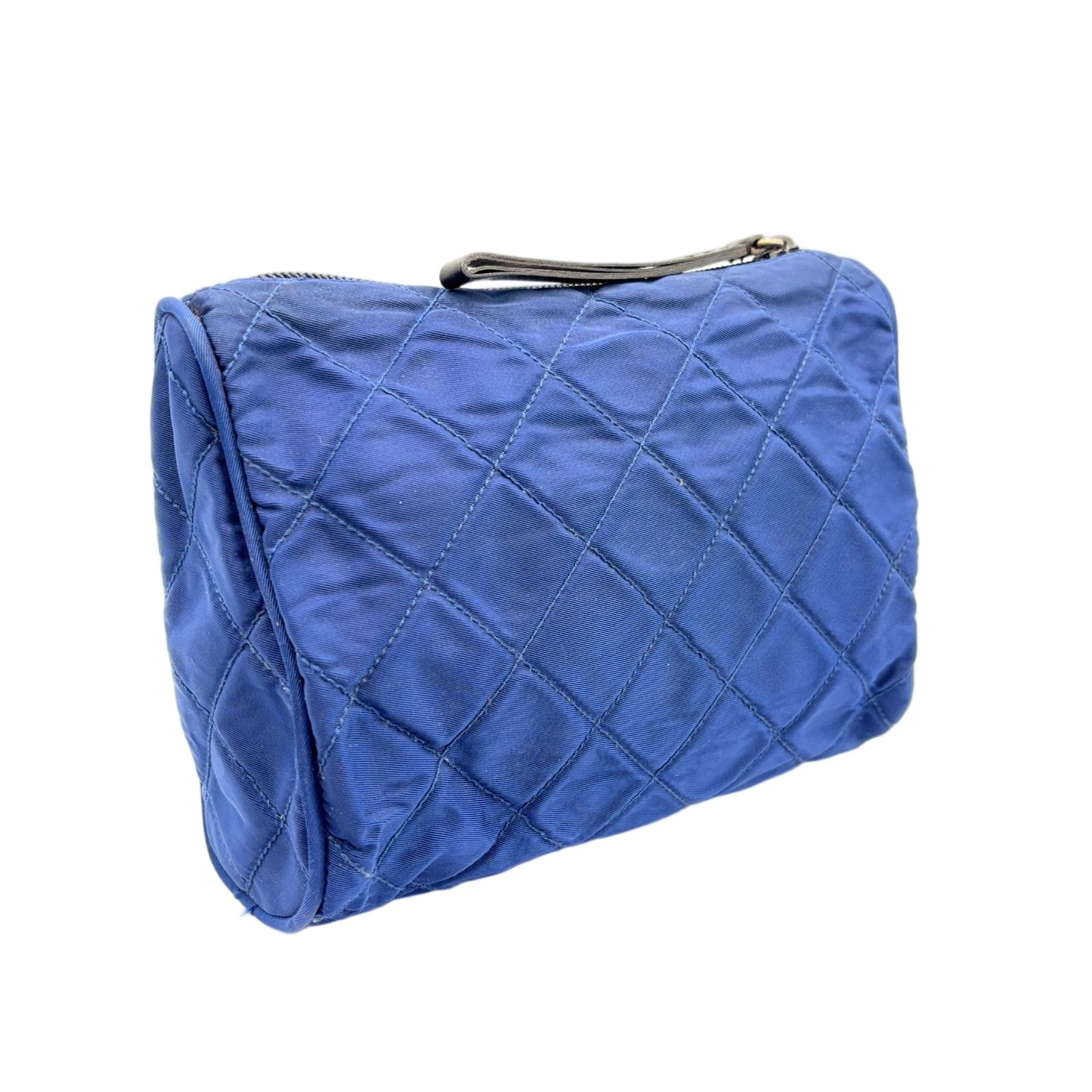 Prada Quilted Nylon Blue Pouch Silver — view 2