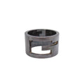 Gucci Black Coating Wide Ring 925 Cutout Logo Silver