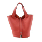 Hermes Picotin Lock 18 PM Taurillon Clemence Rose Texas Pink Silver Hardware