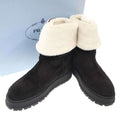 Prada Mouton Leather Triangle Logo Haraco Boots 8830 9533 Black 39