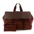 Hermes Valparaiso GM Brown Silver Toile Chevron Leather Boston Bag