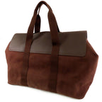 Hermes Valparaiso GM Brown Silver Toile Chevron Leather Boston Bag — view 2