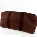 Hermes Valparaiso GM Brown Silver Toile Chevron Leather Boston Bag — view 3