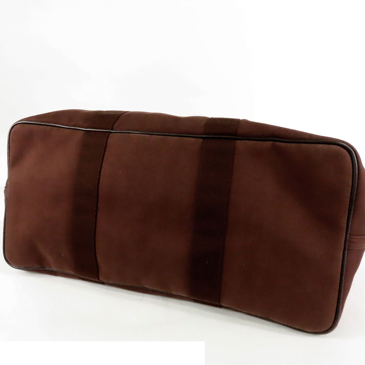 Hermes Valparaiso GM Brown Silver Toile Chevron Leather Boston Bag — view 3