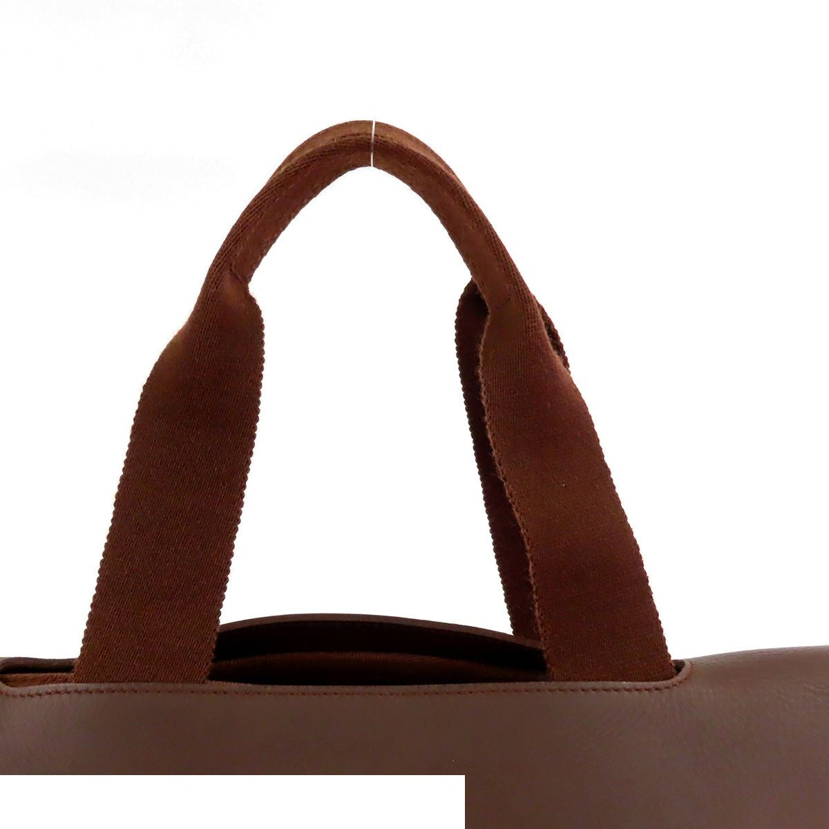 Hermes Valparaiso GM Brown Silver Toile Chevron Leather Boston Bag — view 4