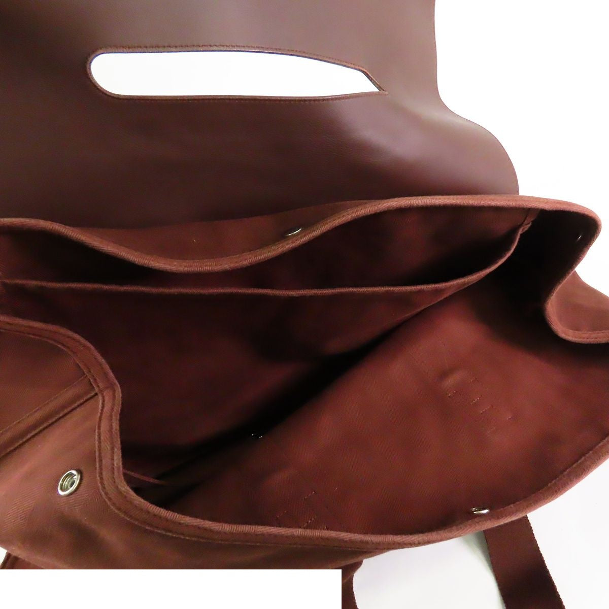 Hermes Valparaiso GM Brown Silver Toile Chevron Leather Boston Bag — view 5