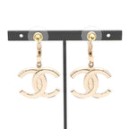 Chanel Earrings Gold Coco Mark Rhinestone Half Hoop — view 9