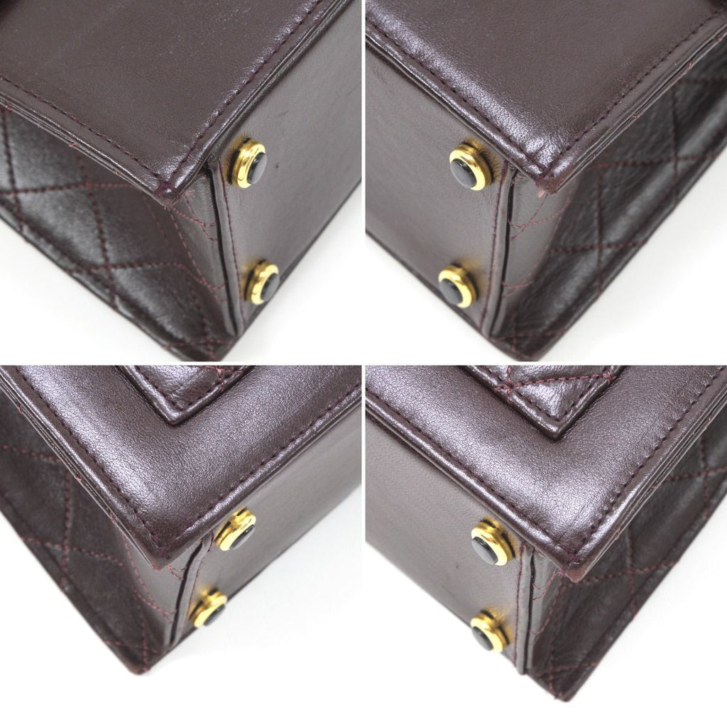 Chanel Quilted Shoulder Bag Leather Dark Brown — view 6