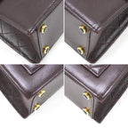 Chanel Quilted Shoulder Bag Leather Dark Brown — view 6