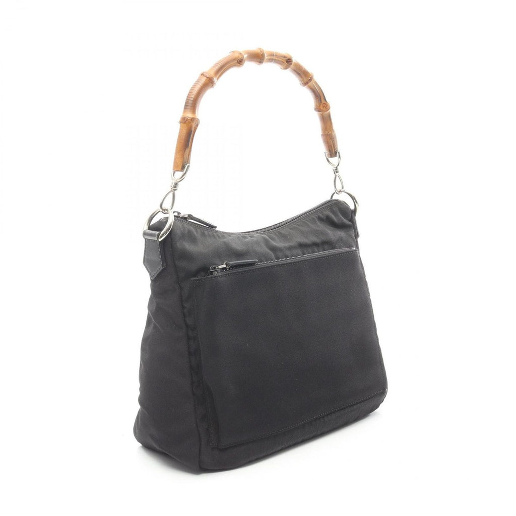 Gucci Shoulder Bag Bamboo 000 Black Canvas Leather 2-Way — view 2