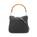 Gucci Shoulder Bag Bamboo 000 Black Canvas Leather 2-Way