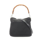 Gucci Shoulder Bag Bamboo 000 Black Canvas Leather 2-Way