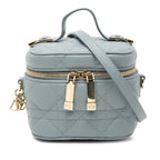 Dior Cannage Lady Micro Vanity Bag Shoulder 2way Light Blue Leather