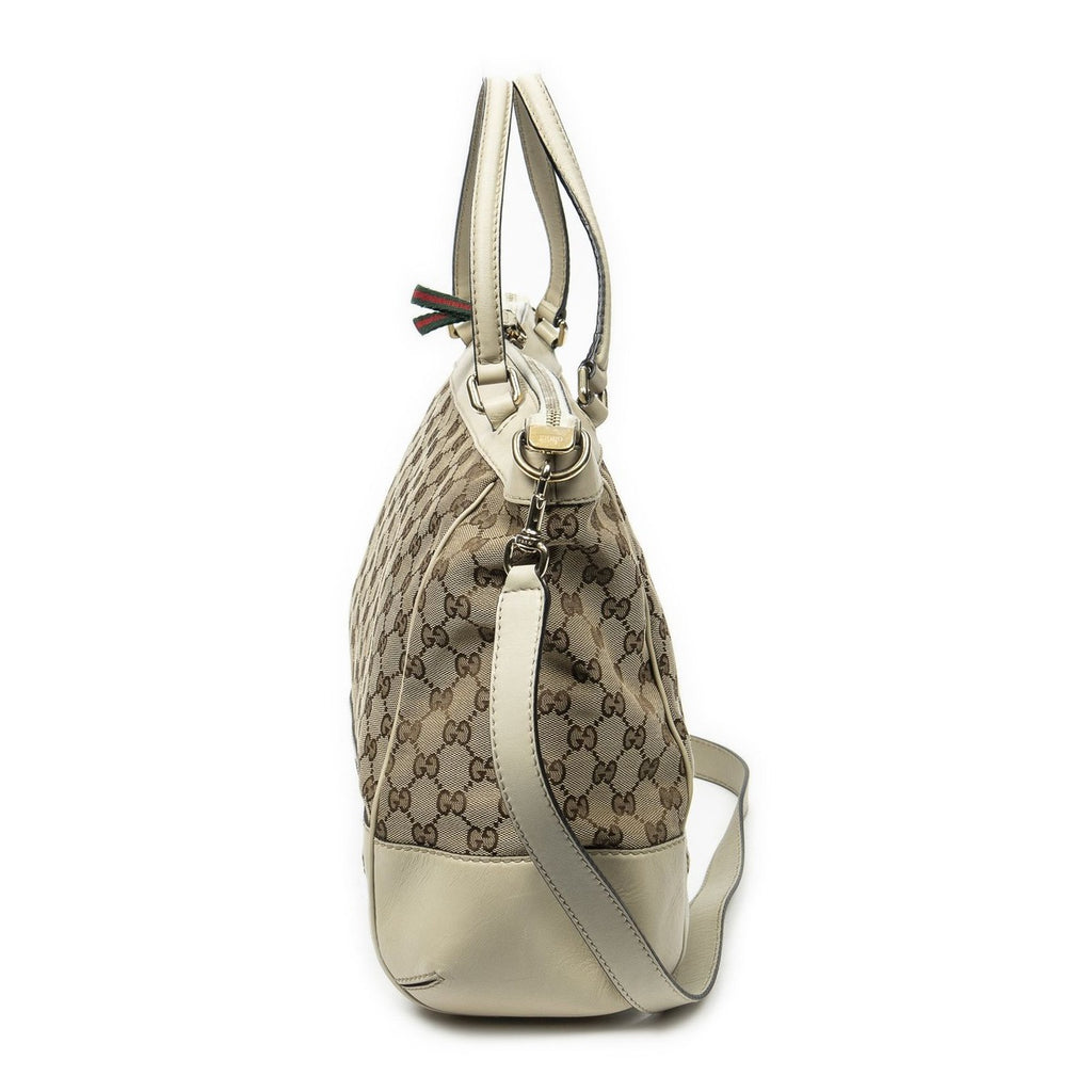 Gucci Large Web Mayfair Top Handle Beige Ivory GG Canvas — view 3