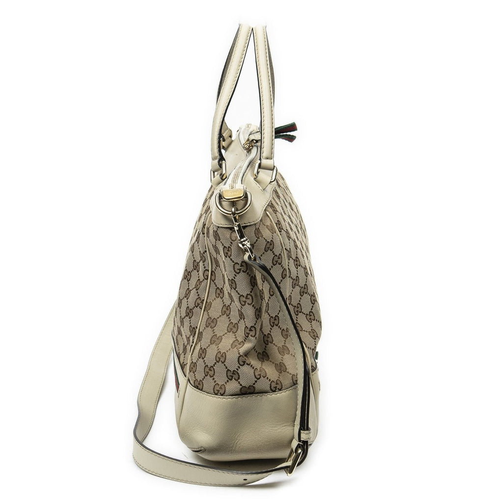 Gucci Large Web Mayfair Top Handle Beige Ivory GG Canvas — view 4