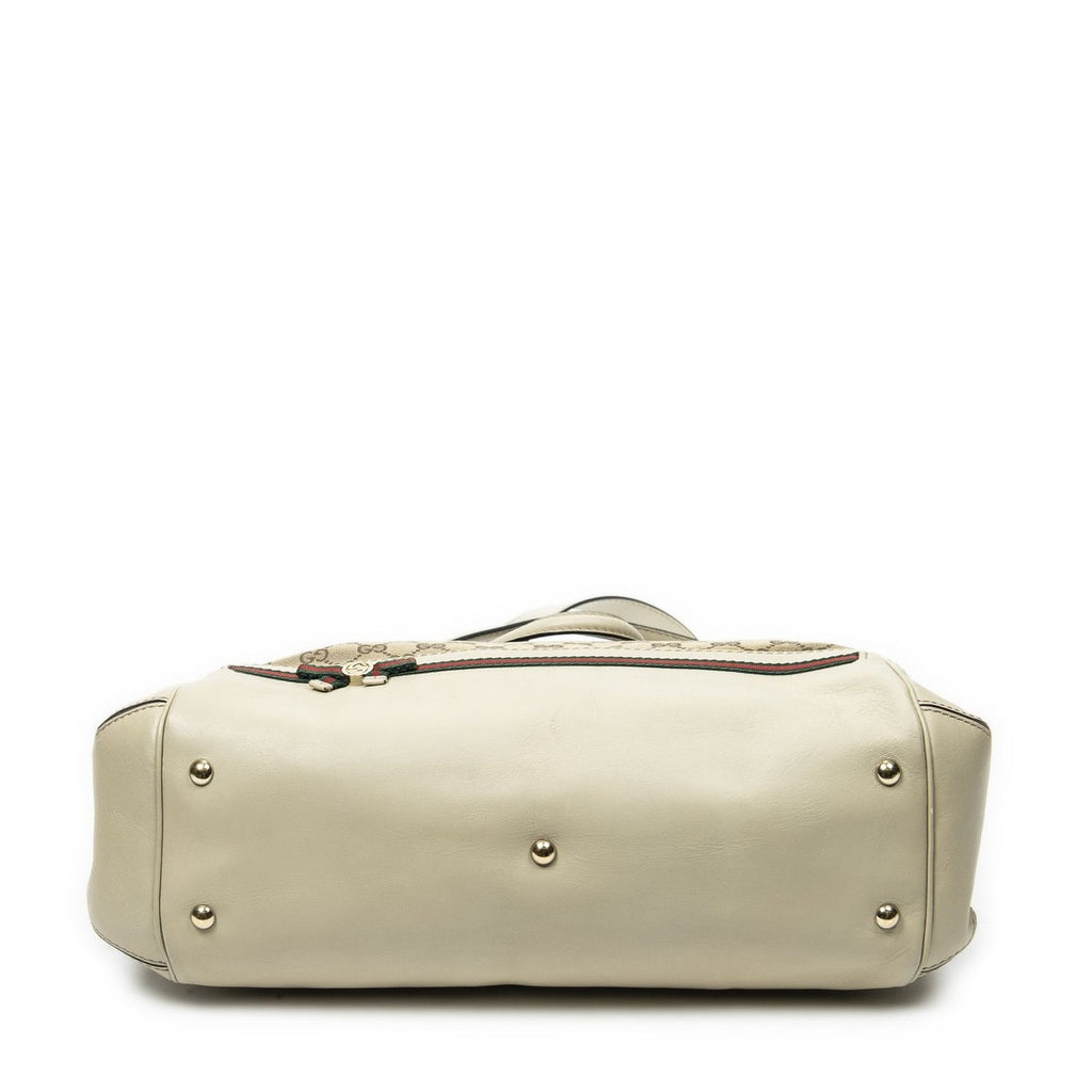 Gucci Large Web Mayfair Top Handle Beige Ivory GG Canvas — view 6