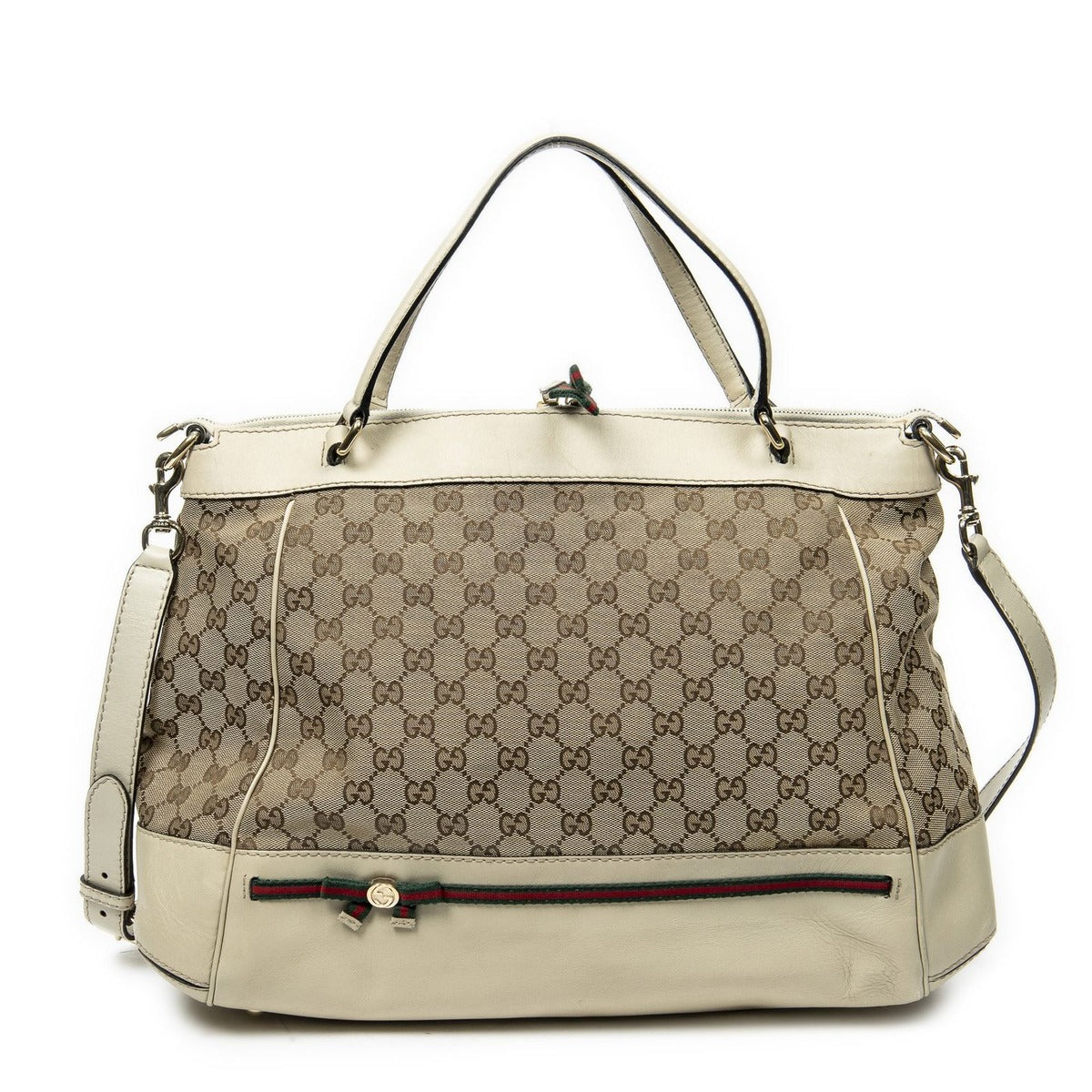 Gucci Large Web Mayfair Top Handle Beige Ivory GG Canvas