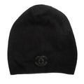 Chanel CC Logo Cashmere Silk Knit Cap Beanie Cap Lame Black Gray