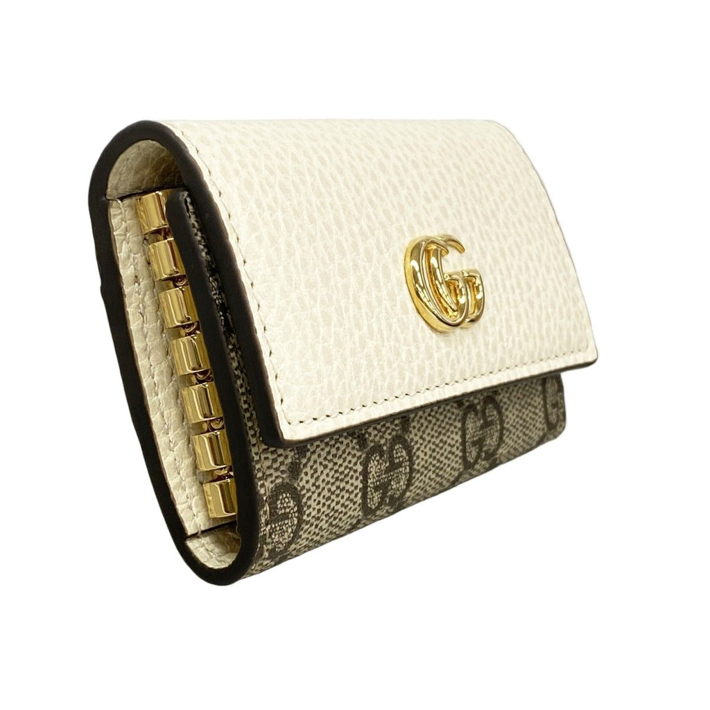 Gucci Key Case GG Marmont Supreme Leather Ivory Brown Gold Key Holder — view 2
